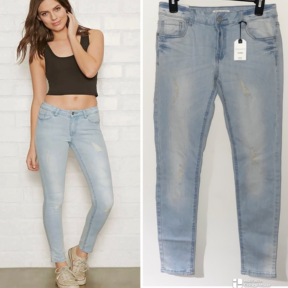 New light denim low rise skinny jeans light blue jeans distressed jeans